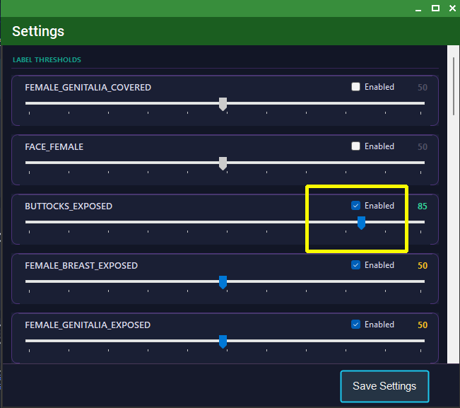 Adjust the detection threshold for each category
