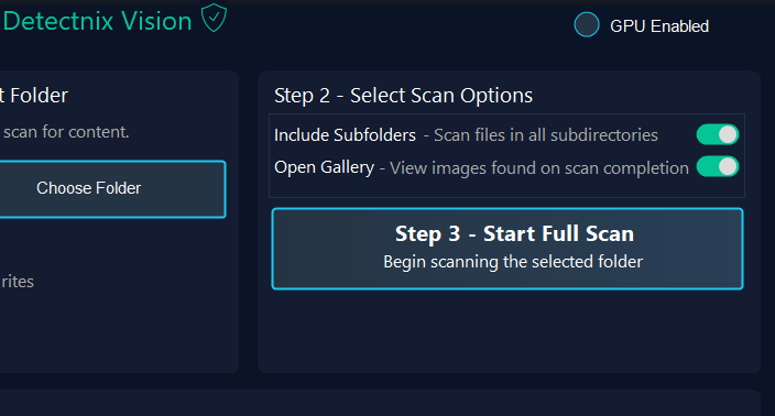 Adjust folder settings before you scan. Simple options, applied in seconds
