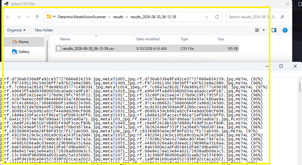 Export scan results for waste sorting reporting